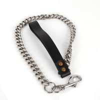 OEM Heavy Duty Luxury Welded Choke Chain Copper Silver Gold Metal Dog  Chain with Genuine Leather Padded Handle