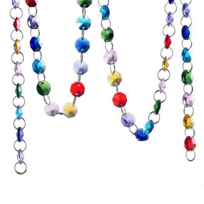 Colorful  Crystal Glass Beads Metal Wire Rosary Beads Chain