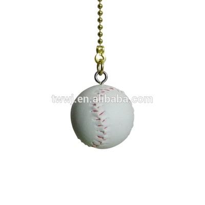 Wholesale Extender Metal Bead Ball chain  Pull Chain with Baseball Pendant