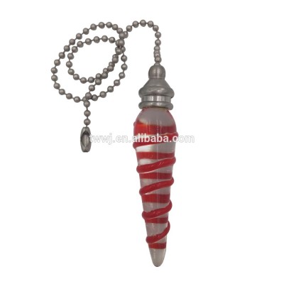 Glass Pendant Design Fan Pull Chain With 30.5cm Matt Nickel Finish Ball Chain Extension